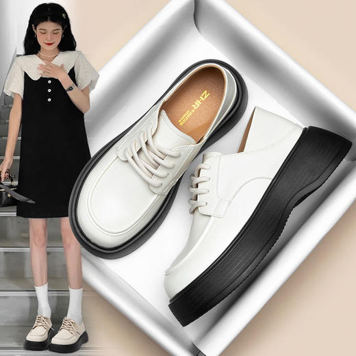ZHR厚底系带小皮鞋女2023新款两穿英伦单鞋松糕底鞋子ins百搭女鞋 商品图4
