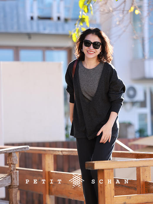 PETIT SCHAN小闪 CLO#408 Time flies 似水年华 秋冬绵羊毛山羊绒混纺大V领套头衫/圆领无袖 商品图5