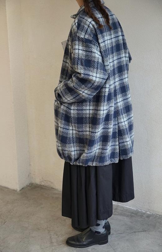 (5折) HARVESTY 羊毛混纺复古格纹外套大衣 商品图2