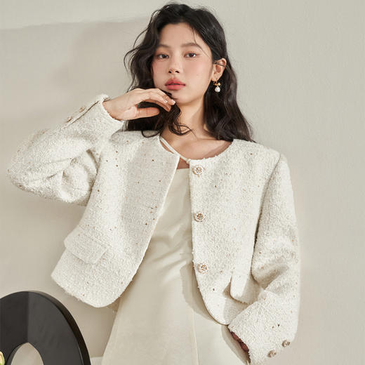 温柔亮片轻奢小香风外套女新款高级感短款开衫上衣V0340067 商品图2