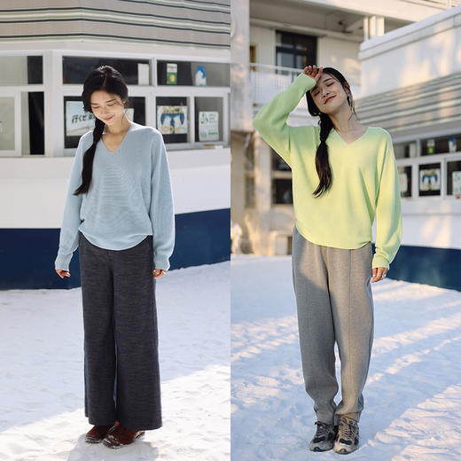 绽放795朵/彩虹羊绒衫2023冬季新款100%羊绒轻盈保暖V领套头毛衣 商品图2