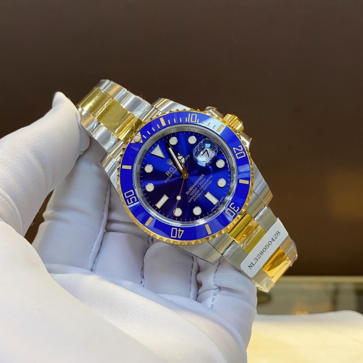 潜航者劳力士1:1复刻手表夜光深蓝盘间金蓝水鬼