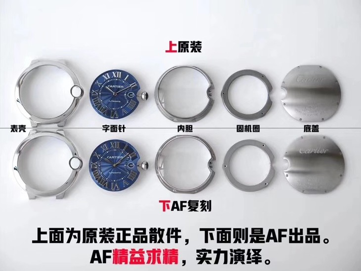 AF卡地亚蓝气球42mm大号男士机械腕表真假对比评测