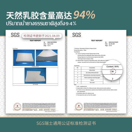 Jsylatex泰国原产进口乳胶枕头天然橡胶枕芯护颈椎成人按摩高低枕头 商品图2