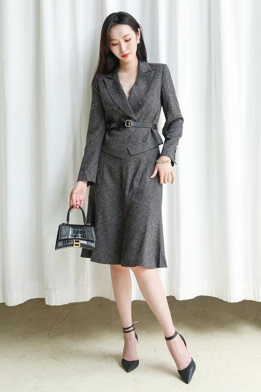 Le Malene 灰色修身优雅西装半裙套装 13841 商品图5