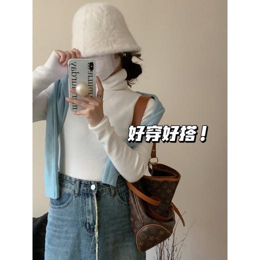 秋冬【十色堆堆领羊绒打底衫】保暖纯色 高领百搭 修身显瘦 针织打底衫女 商品图12