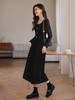 【专属特惠】熙世界跨年套装女秋冬黑色千金小香风灯芯绒半身裙连衣裙两件套装 商品缩略图4