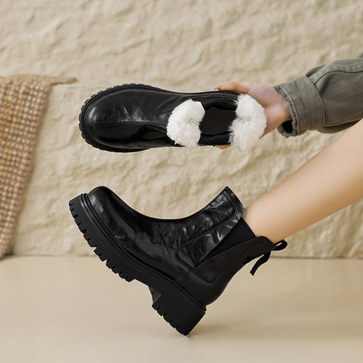 时尚个性，头层羊皮保暖羊羔毛厚底马丁短靴HB-Z726 商品图6