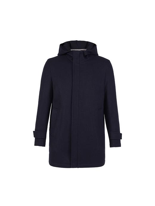 callisto藏青霍尔多巴吉鹅绒连帽中长款大衣 FSFEC056C 商品图3