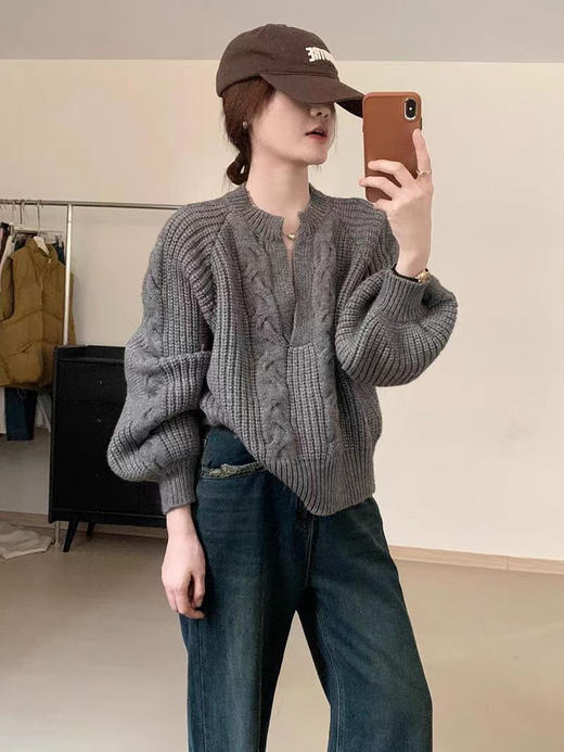 大灯笼麻花加厚毛衣 商品图1