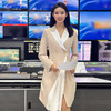 IWY/设计感主持人连衣裙女修身西装裙礼服气质面试褶皱下摆Q13327 商品缩略图0