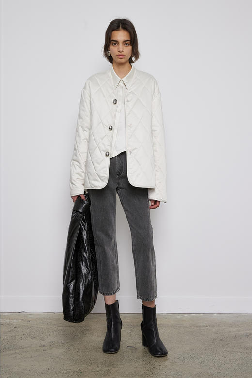 菱形格围巾绗棉外套 商品图0