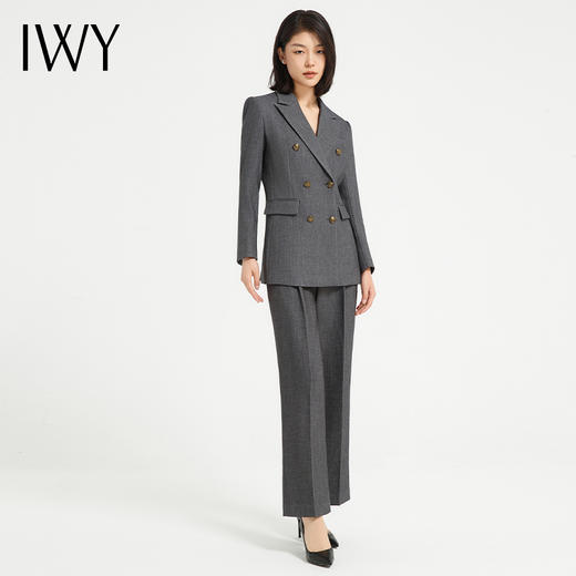 IWY/高端灰色双排扣西装套装气质休闲韩版总裁职业装面试工作服C13302+P23302 商品图1