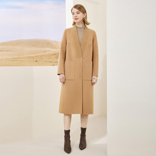 MD917斯尔丽2023冬季新款翻领干练气质可脱卸两件套羊毛大衣女外套 商品图3