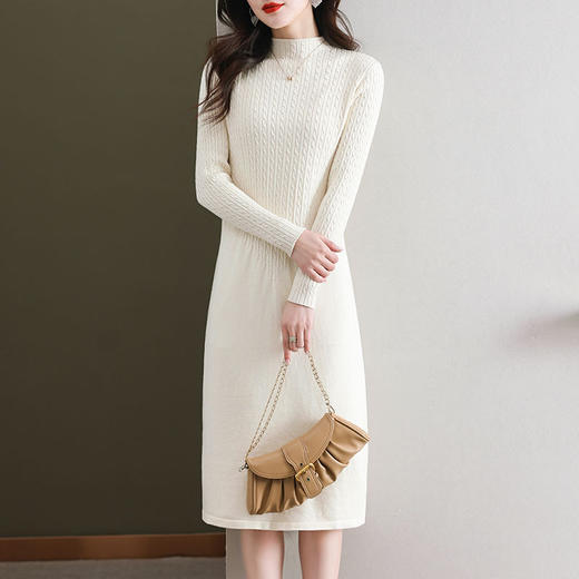 年轻妈妈漂亮针织连衣裙，女修身收腰显瘦毛衣裙秋冬保暖打底裙CC-11-68160 商品图2