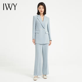IWY/气质上镜蓝色主持人西装套装女休闲韩版美容院工作服高端职业正装C13519+P33519