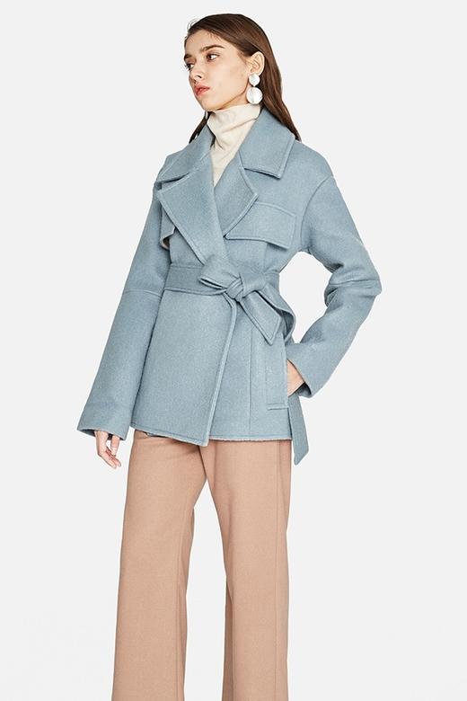 Ingrid Sune 蓝灰色束腰短款大衣 13723 商品图0