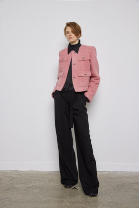 圈圈毛圆领短款外套