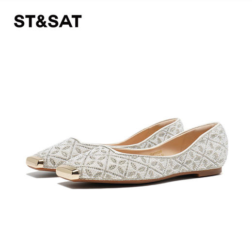 星期六优雅金属方头闪钻平底鞋SSD1111280 商品图10