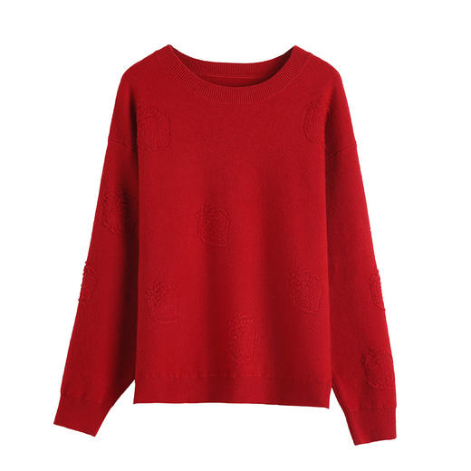 低圆领红色毛衣，秋冬新款慵懒风内搭上衣小个子针织打底衫CC-JDS-8667 商品图4