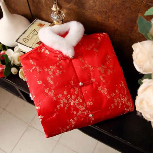 冬季新款，女兔毛立领长袖唐装直襟修身保暖上衣外套国风羽绒服ZSM-231215 商品图2