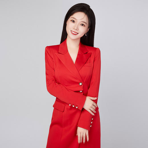 IWY/红色会议主持人正装女高级连衣裙设计感上台演讲比赛服装女213133Q1 商品图0