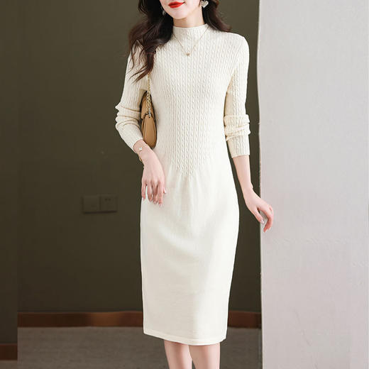年轻妈妈漂亮针织连衣裙，女修身收腰显瘦毛衣裙秋冬保暖打底裙CC-11-68160 商品图0