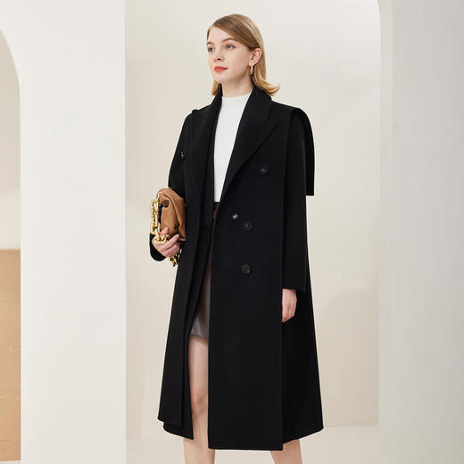 MD923斯尔丽2023冬季新款翻领时尚干练气质可脱卸两件套羊毛大衣女外套 商品图2