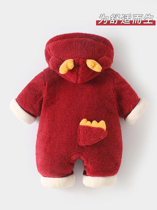 DUUDUU冬季宝宝连体哈衣加厚外出棉服新生儿周岁拜年爬服婴儿衣服 商品图2