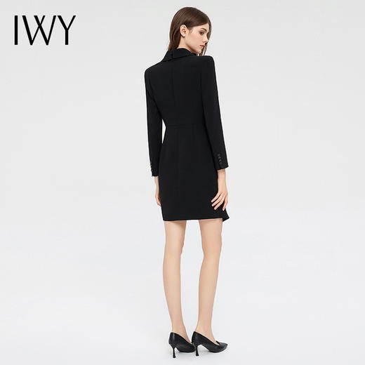 IWY/黑色设计感职业西装连衣裙女气质干练长袖套裙显瘦商务工作服正装Q13331 商品图4