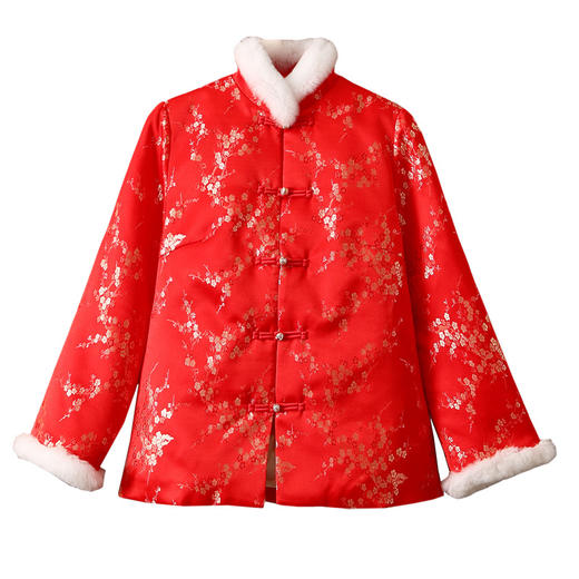 冬季新款，女兔毛立领长袖唐装直襟修身保暖上衣外套国风羽绒服ZSM-231215 商品图4