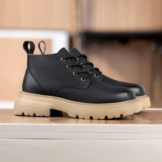 马丁靴男隐形内增高7cm高帮男靴休闲鞋增高鞋工装靴 商品图1