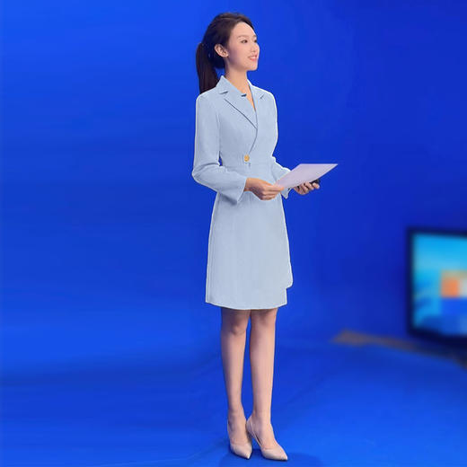 IWY/蓝色播音艺考主持人正装西装裙女士显瘦演讲比赛美容院礼服Q1005-L 商品图2