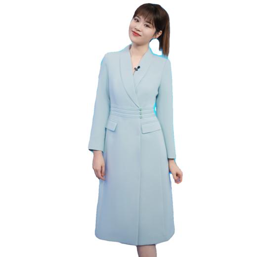 IWY/优雅新中式主持人连衣裙女长款播音艺考正装气质高端蓝色裙子FYQ208 商品图2