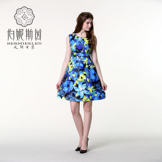 4月底2.5=【伯妮斯茵】161S172--蓝色连衣裙--绿葡萄园--《生命之美-梵高的花园》 商品图0