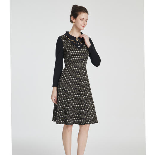 司歌毛织长袖冬弹力针织花连衣裙收腰显瘦A881064 商品图2