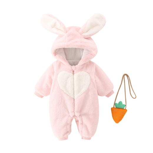 婴儿秋冬装衣服带帽加厚女宝宝外出抱衣满月公主连体衣可爱毛毛衣 商品图4