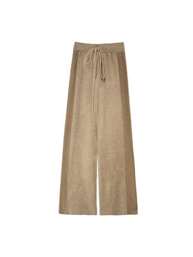 宽松针织阔腿裤卡其色