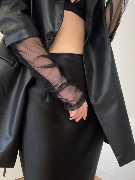 ranyepersonal｜jacket 翘肩可拆卸拼接袖设计皮衣 [ 黑BODY23JA02 ] 商品图14