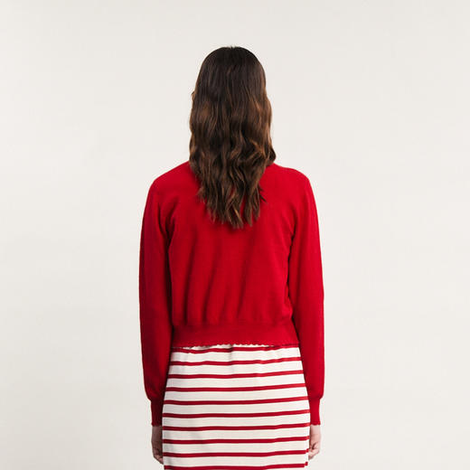 谜底针织开衫女2024春季新款小香风V领时尚修身短款毛衫241MZ0305 商品图2