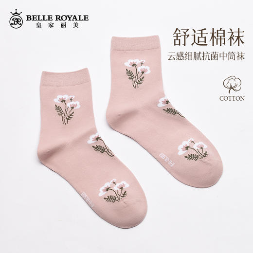 【39元5双，数量拍5】秋冬季袜子女中筒碎花棉袜子ins潮中筒袜WZM3416 商品图0