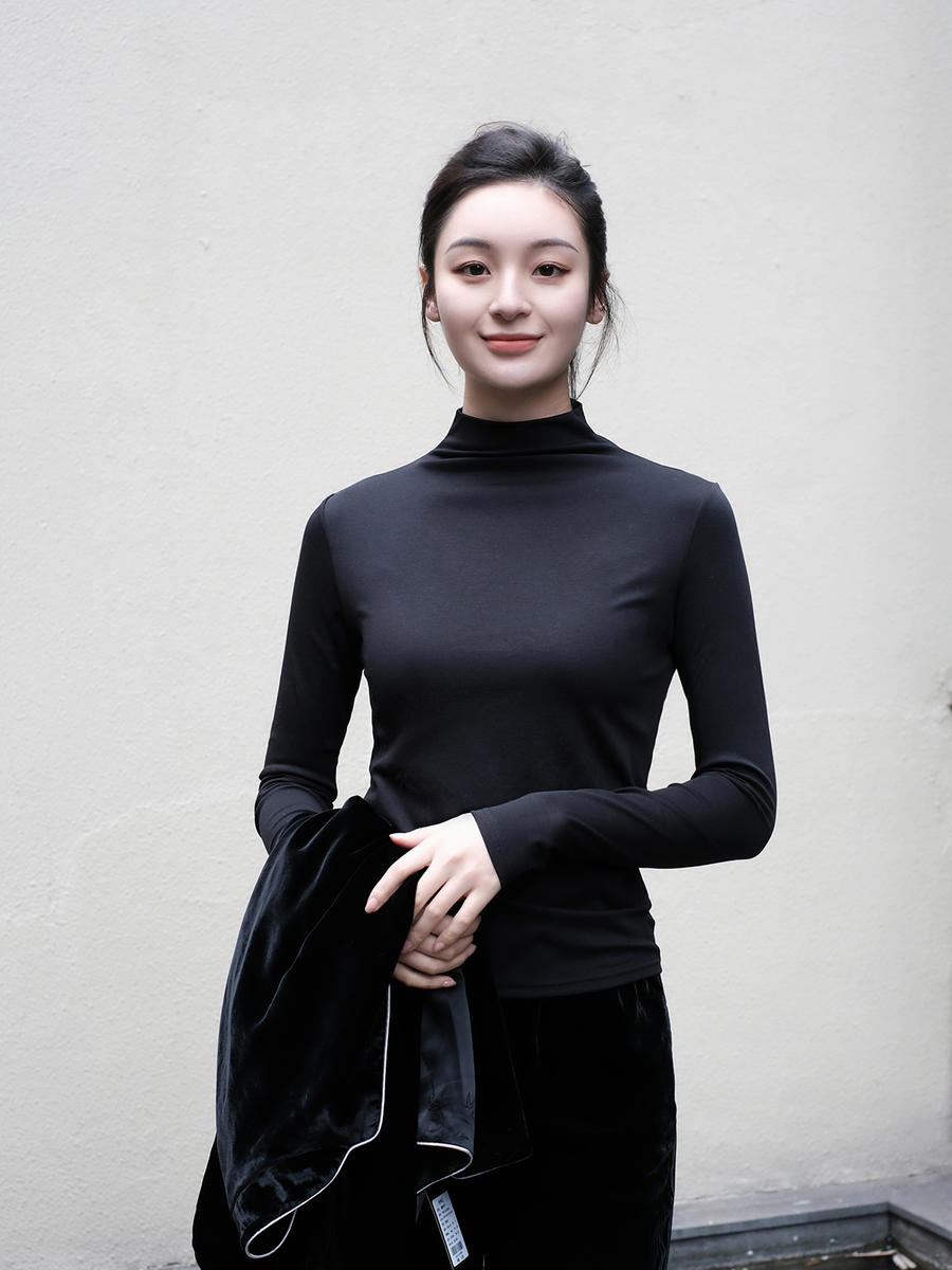 盛唐牡丹 |艾蒂芮拉| Tencel莫代尔新疆长绒棉高领打底衫