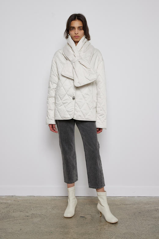 菱形格围巾绗棉外套 商品图1