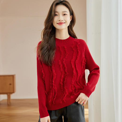 新年过年红色毛衣，女秋冬新款欧美范穿搭针织上衣小个子打底衫CC-JDS-8663 商品图1