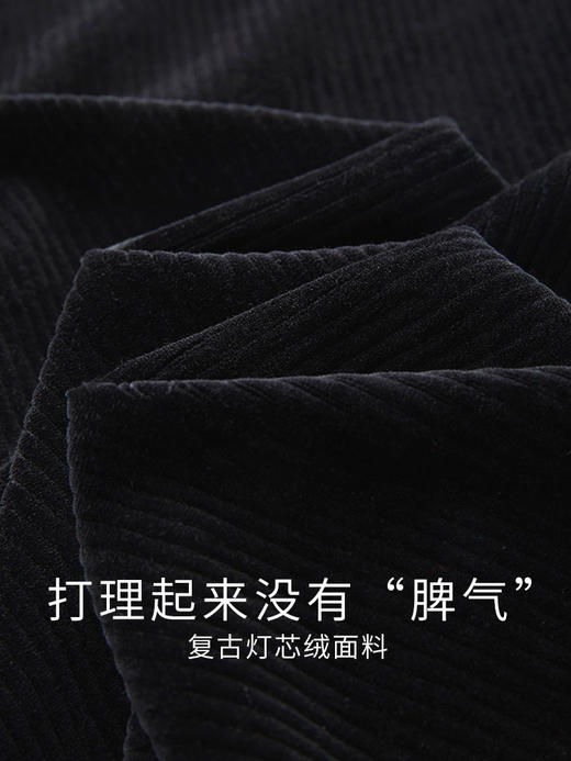 【专属特惠】熙世界跨年套装女秋冬黑色千金小香风灯芯绒半身裙连衣裙两件套装 商品图3