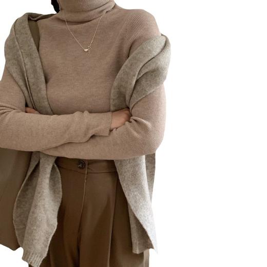 秋冬【十色堆堆领羊绒打底衫】保暖纯色 高领百搭 修身显瘦 针织打底衫女 商品图3