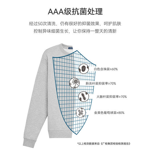 十如仕液氨丝光3A抗菌针织圆领卫衣LS01 商品图5