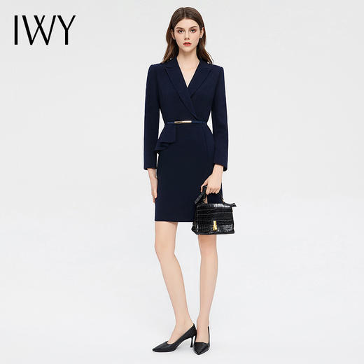 IWY/时尚干练藏青色西装连衣裙女2023新款气质女神范通勤总裁职业正装Q13332 商品图1