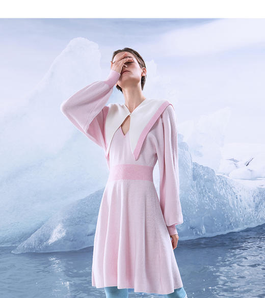 优雅V领羊绒女裙 商品图0