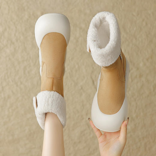 品质好货 | Safiya/索菲娅2023新款加绒加厚中筒翻折厚底棉靴雪地靴 SF3411A717 商品图1